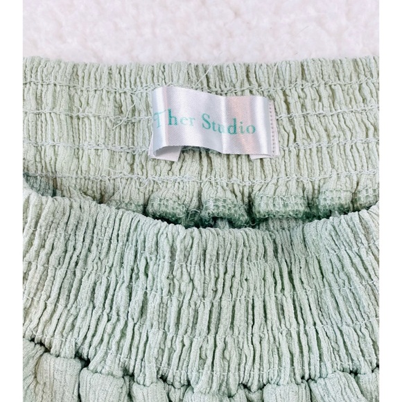 THER STUDIO • Mint Green Textured High-Waisted Mini Shorts - Picture 7 of 8
